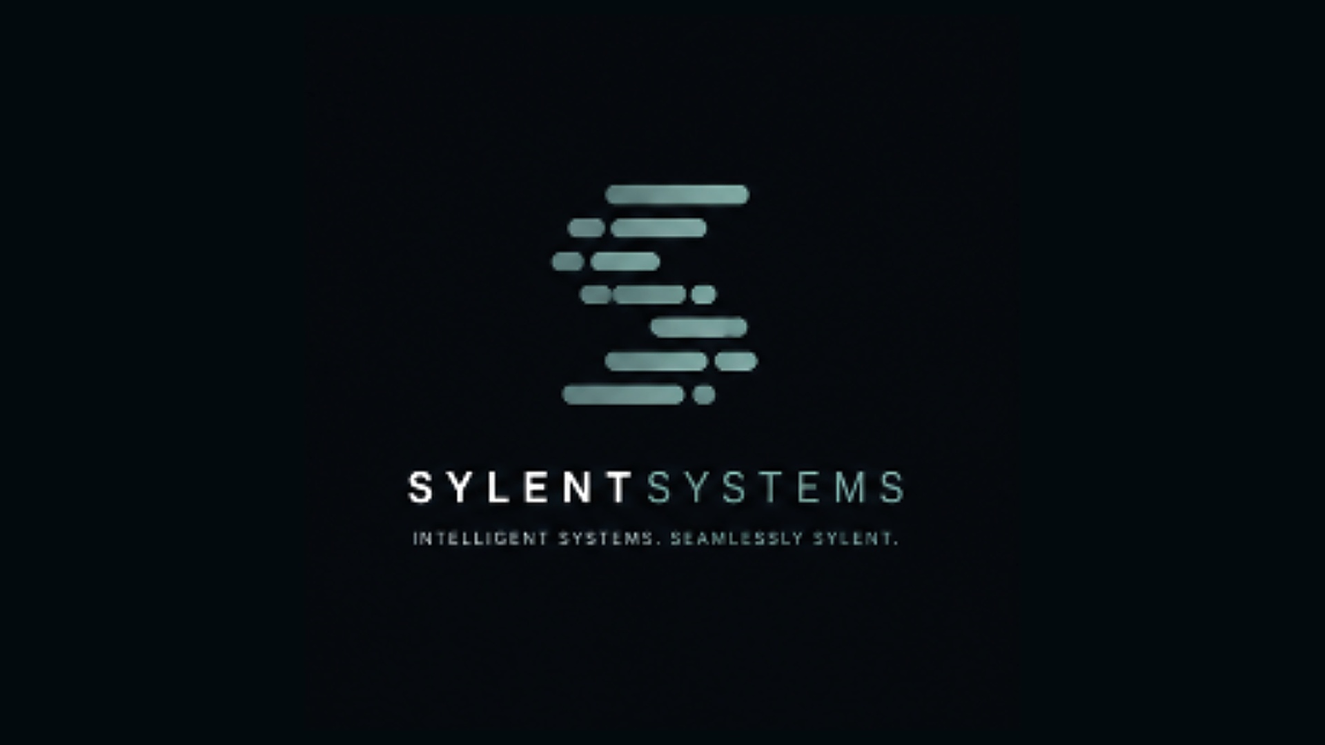 Sylent Systems logo on a dark aqua-black brand field.